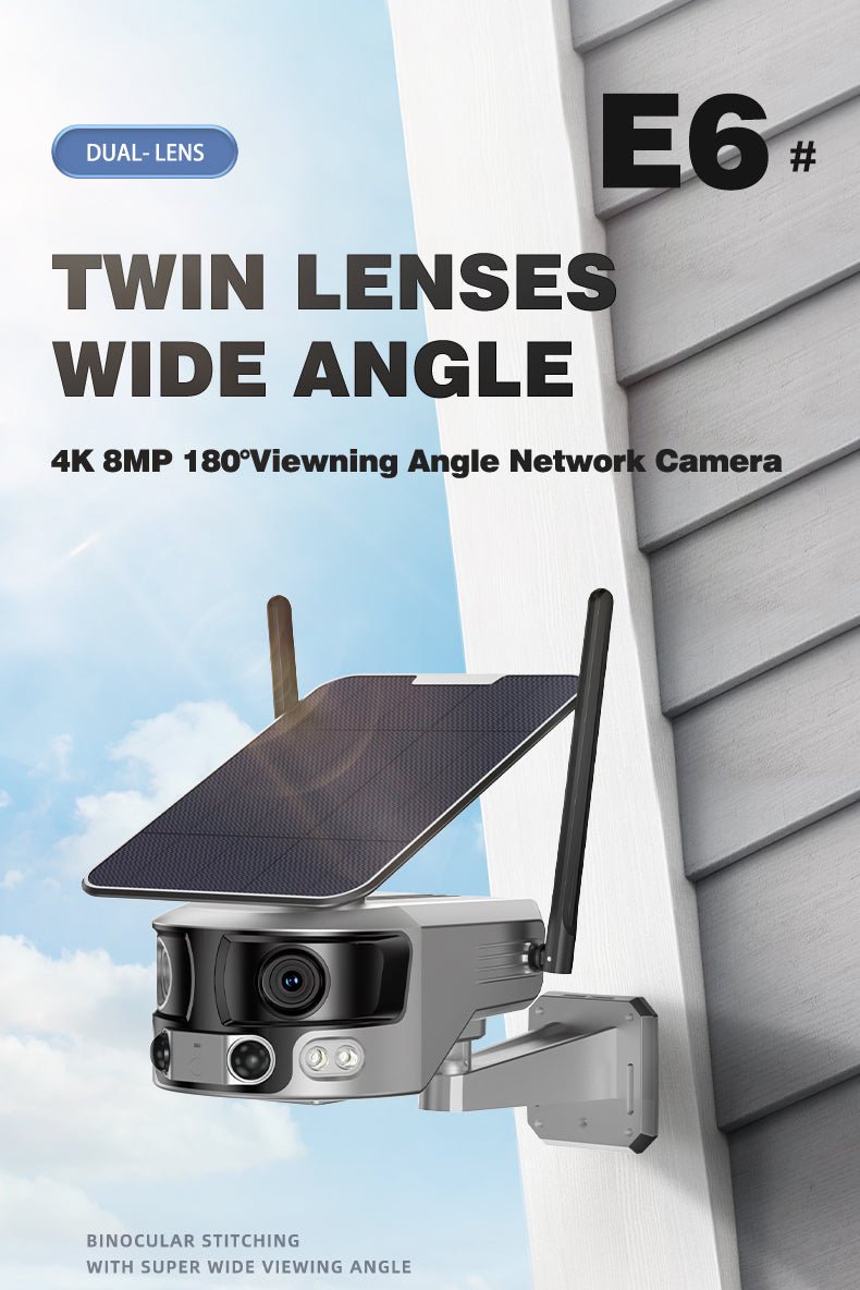 ELE- E6（4G vision） 4K Solar&Battery Dual-lens Ultra Wide Angle Battery Camera