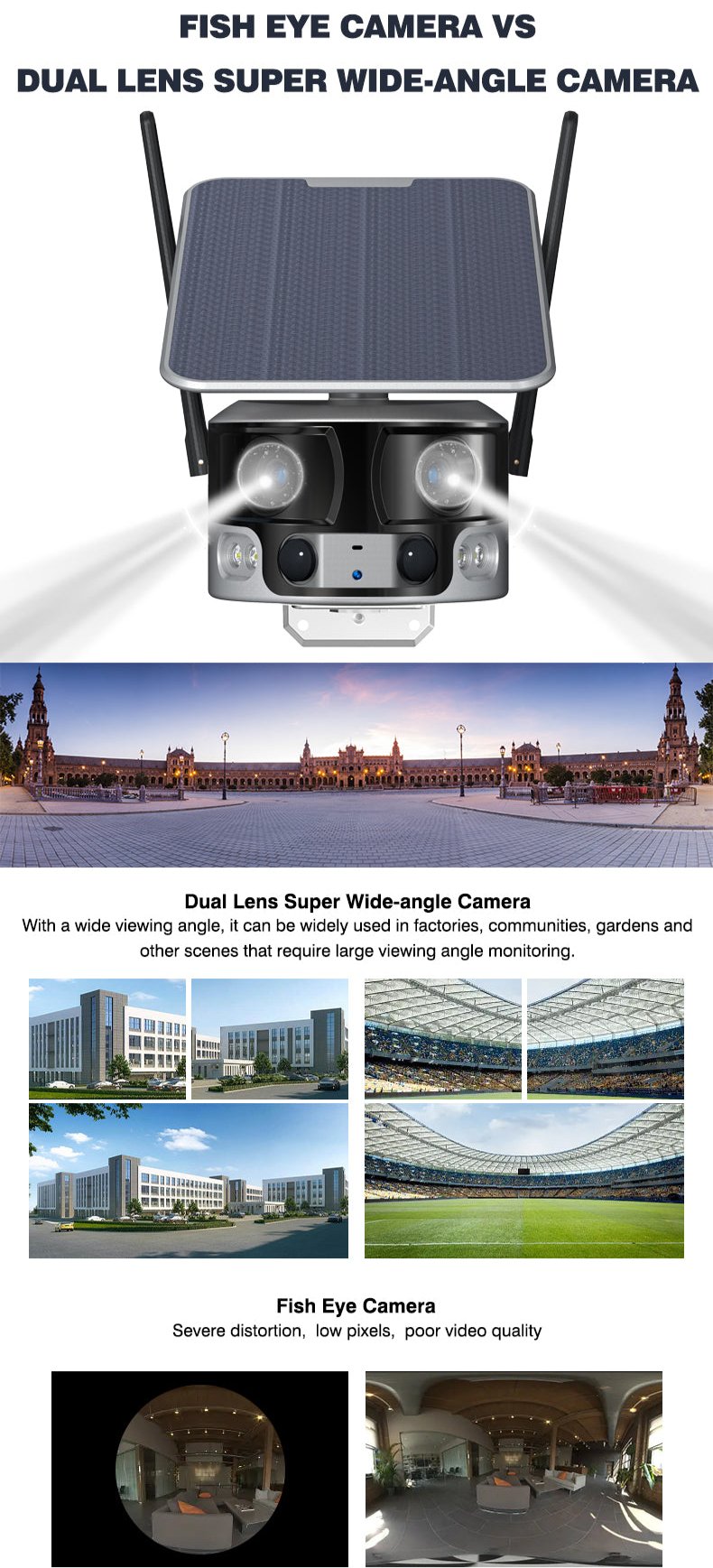 ELE- E6（4G vision） 4K Solar&Battery Dual-lens Ultra Wide Angle Battery Camera